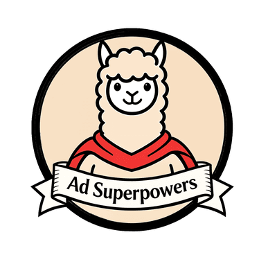 Alphie the alpaca mascot on the Ad Superpowers seal