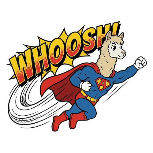 Super Llama flying with WHOOSH!