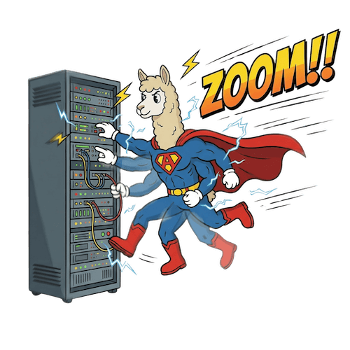 Growth Engineer llama with speed effects - ZOOM!